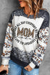 Black Mom Letter Graphic Print Leopard Bleached Sweatshirt